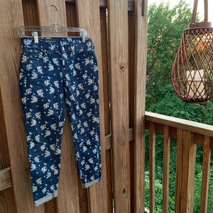 Crew Cropped Jeans- Indigo Floral